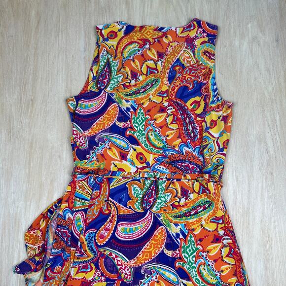 Ralph Lauren Multi Color Paisley A-Line Sleeveless Work Cocktail Dress Medium - Picture 7 of 14